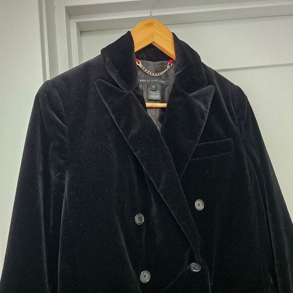 Marc by Marc Jacobs Velvet Lapel Collar Double Breasted Blazer in Black - Picture 2 of 13